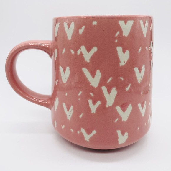 Thyme & Table Heart Coffee Mug Tea Cup Pink White Valentines Mint Condition - Picture 2 of 4